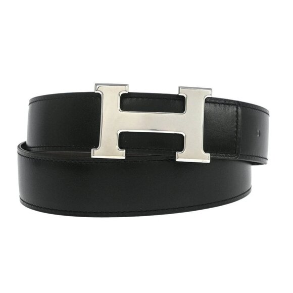 Hermes Black Box Calf Constance Reversible Belt #85 Small Good □P CO 166354 - Picture 1 of 7